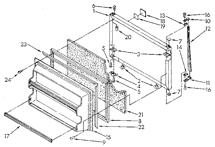 Freezer Door Diagram and Parts List for ET18NKKWF01  Whirlpool Refrigerator