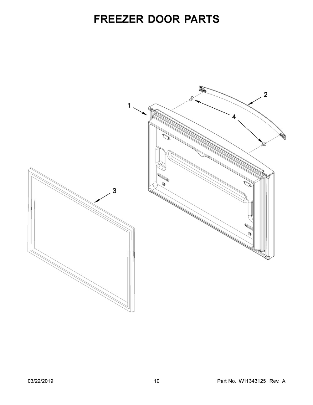 Freezer Door Parts Diagram and Parts List for WRF535SMHZ02  Whirlpool Refrigerator