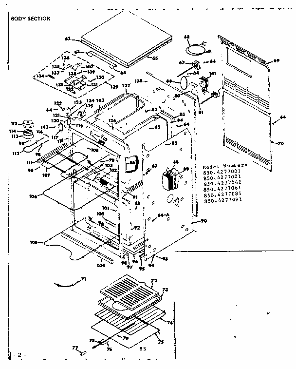 Body Section Diagram and Parts List for 8504277081  Kenmore Range