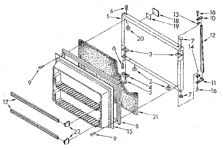 Freezer Door Diagram and Parts List for ET20NKXSN10  Whirlpool Refrigerator