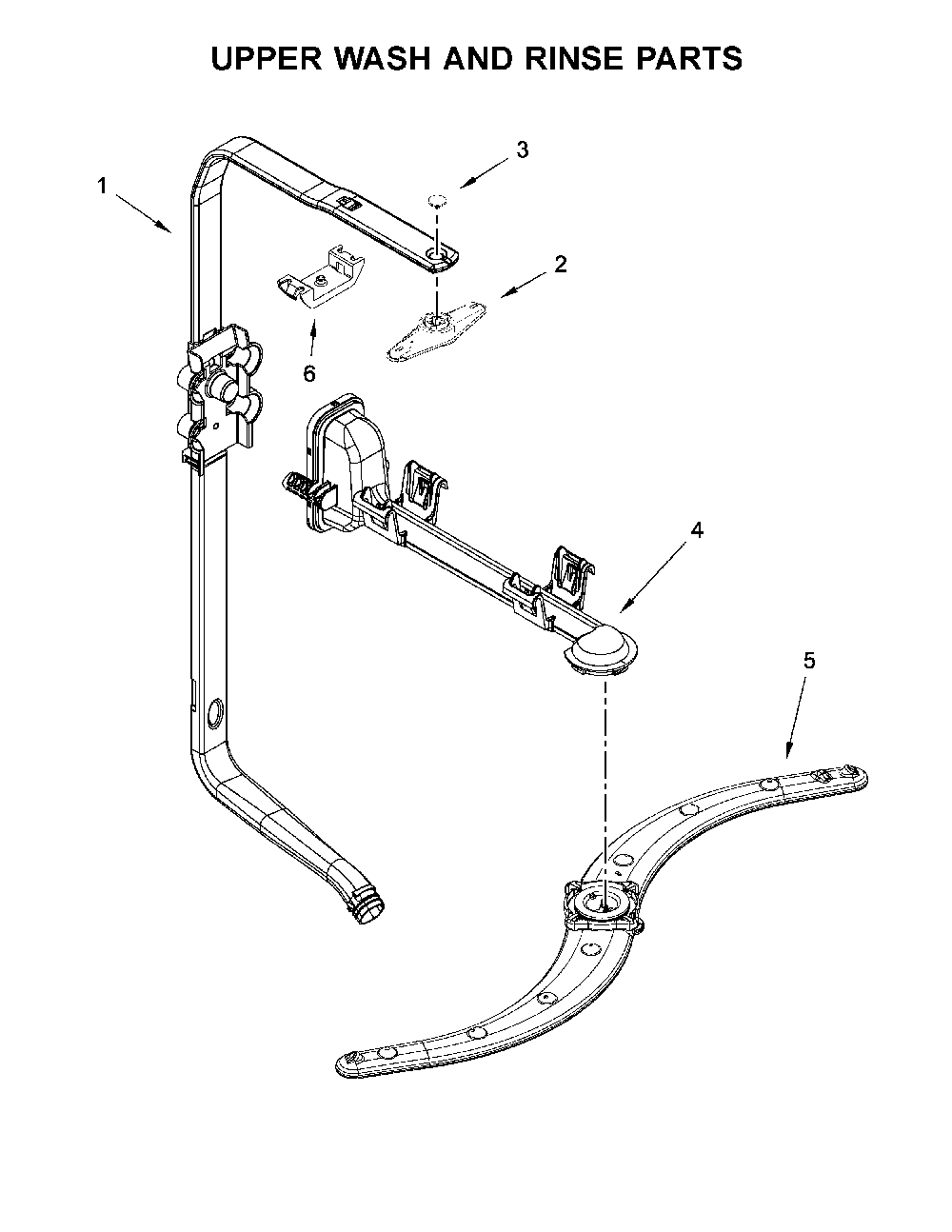 Upper wash and rinse parts Diagram and Parts List for 66514549N711  Kenmore Dishwasher