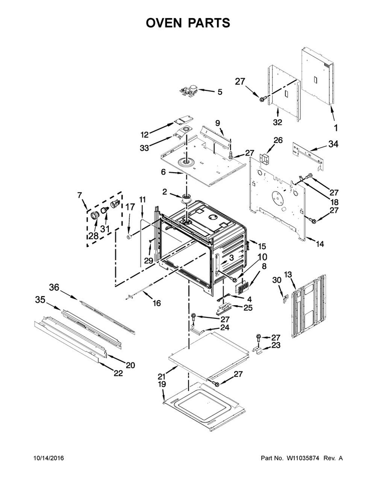 Oven Parts Diagram and Parts List for WOD93EC7AB05  Whirlpool Wall Oven