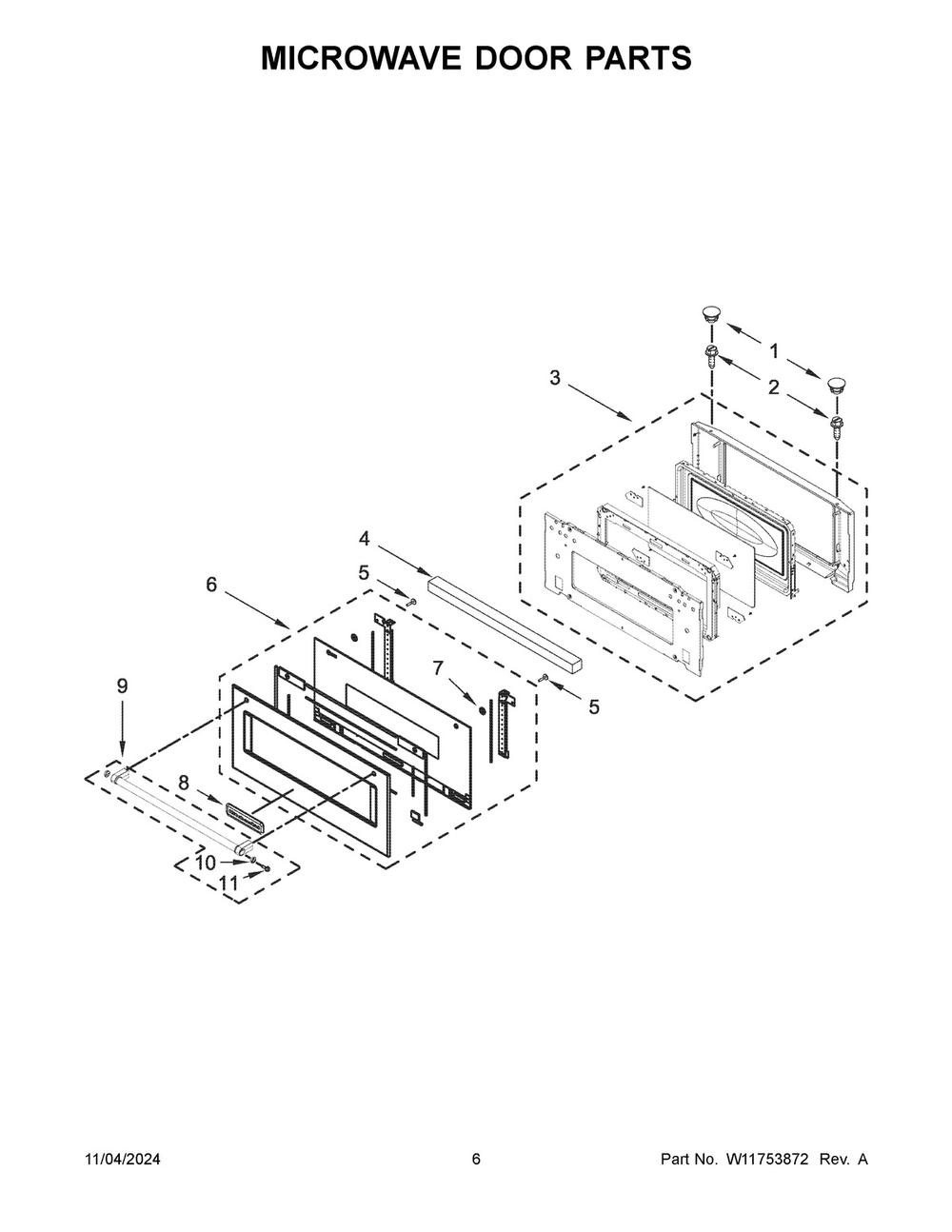 04 - Microwave Door Parts Diagram and Parts List for KMBP100ESS21  Whirlpool Microwave