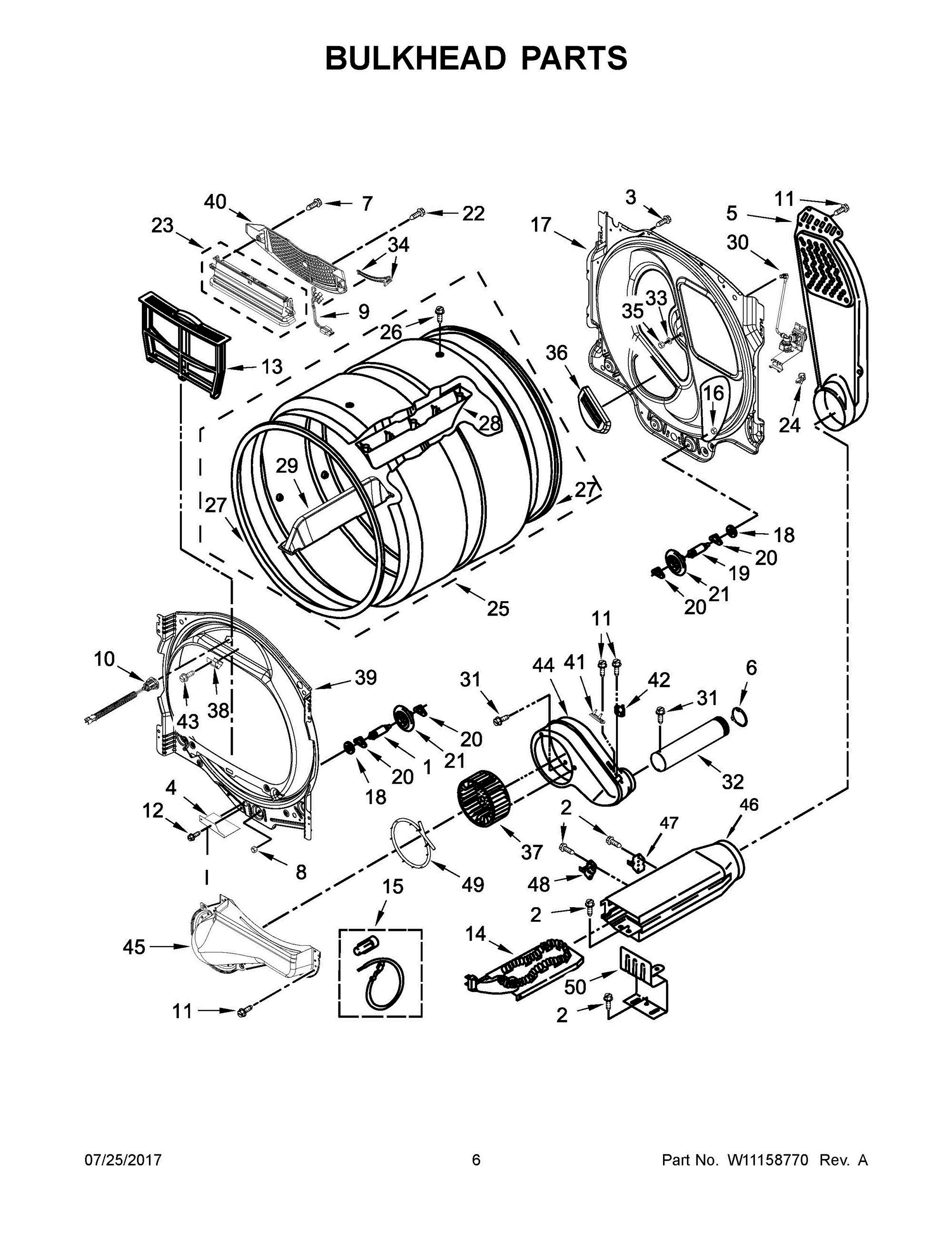 04 - BULKHEAD PARTS Diagram and Parts List for MEDB955FW1  Whirlpool Dryer