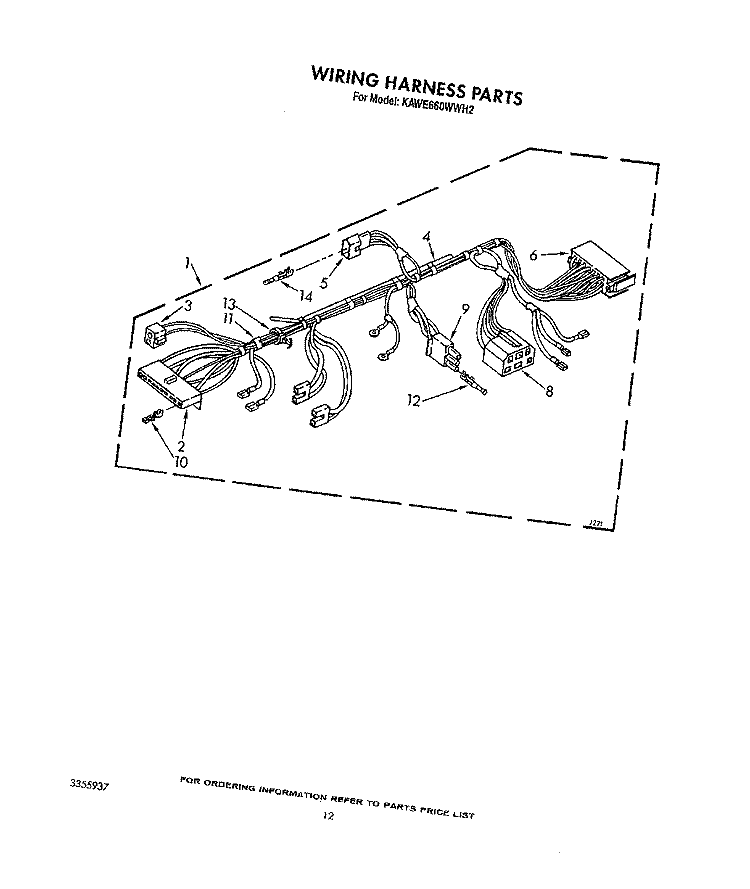 WIRING HARNESS Diagram and Parts List for KAWE660WWH2  KitchenAid Washer