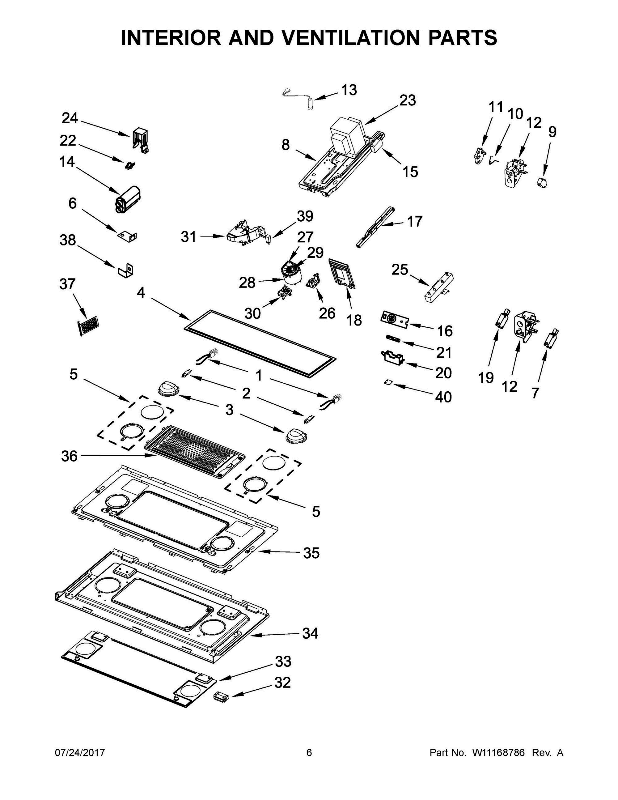 04 - INTERIOR AND VENTILATION PARTS Diagram and Parts List for JMV9196CS2  Whirlpool Microwave Oven Combo