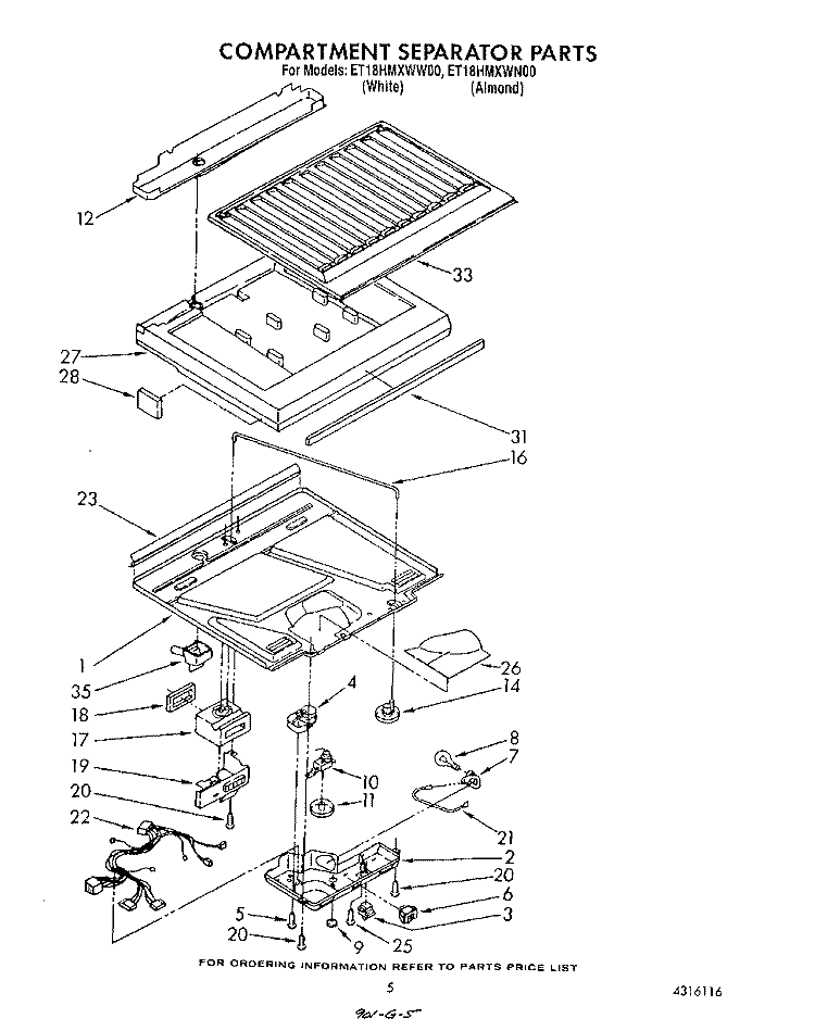 COMPARTMENT SEPARATOR Diagram and Parts List for ET18HMXWN00  Whirlpool Refrigerator