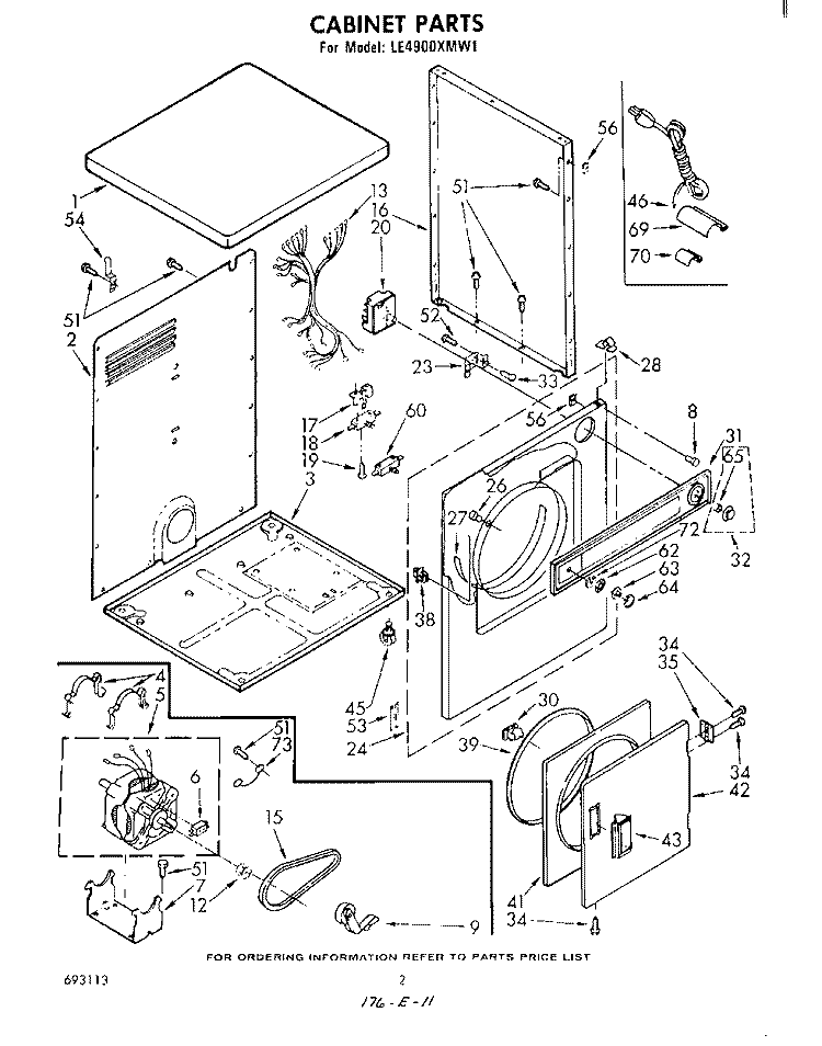 SECTION Diagram and Parts List for LE4900XMW1  Whirlpool Dryer