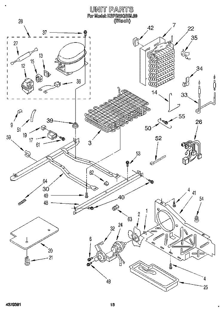 UNIT Diagram and Parts List for KSPB22QBBL00  KitchenAid Refrigerator