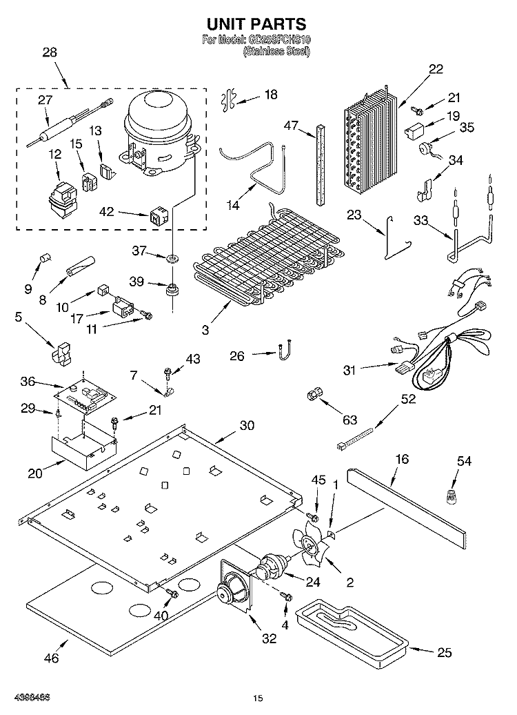 UNIT Diagram and Parts List for GD25SSFCHS10  Whirlpool Refrigerator