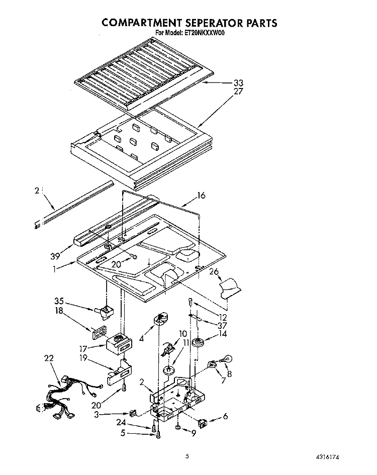COMPARTMENT SEPARATOR Diagram and Parts List for ET20NKXXW00  Whirlpool Refrigerator