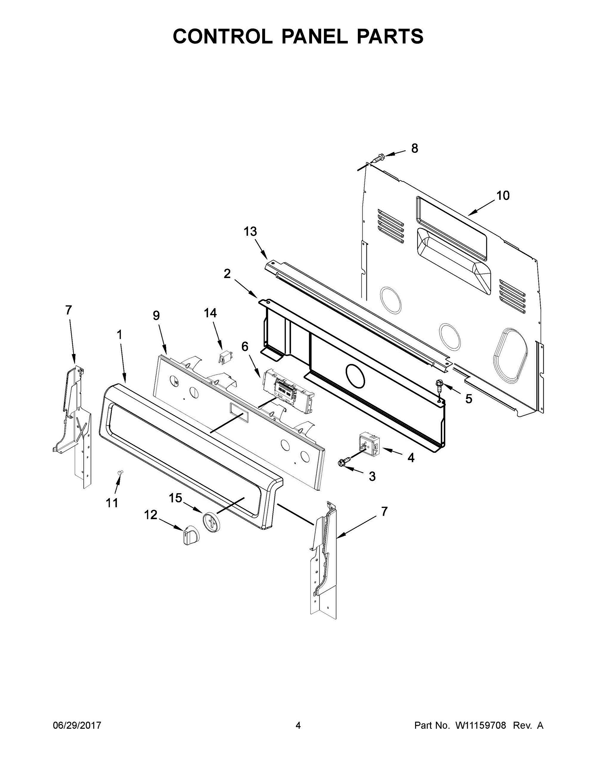 03 - CONTROL PANEL PARTS Diagram and Parts List for YWFE745H0FH1  Whirlpool Range