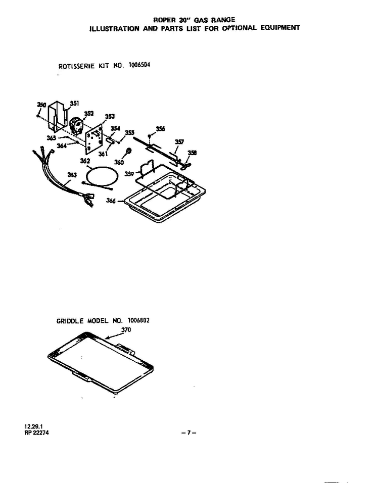 ^rotisserie Diagram and Parts List for 1413*0A  Roper Range