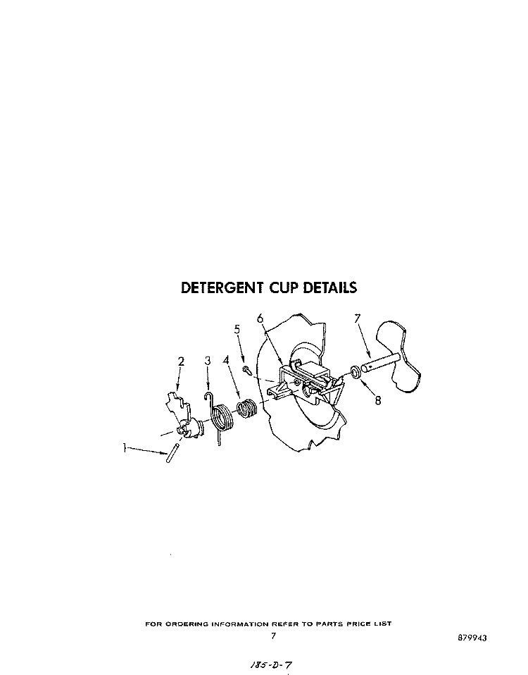 DETERGENT CUP Diagram and Parts List for 8587L10  Roper Dishwasher