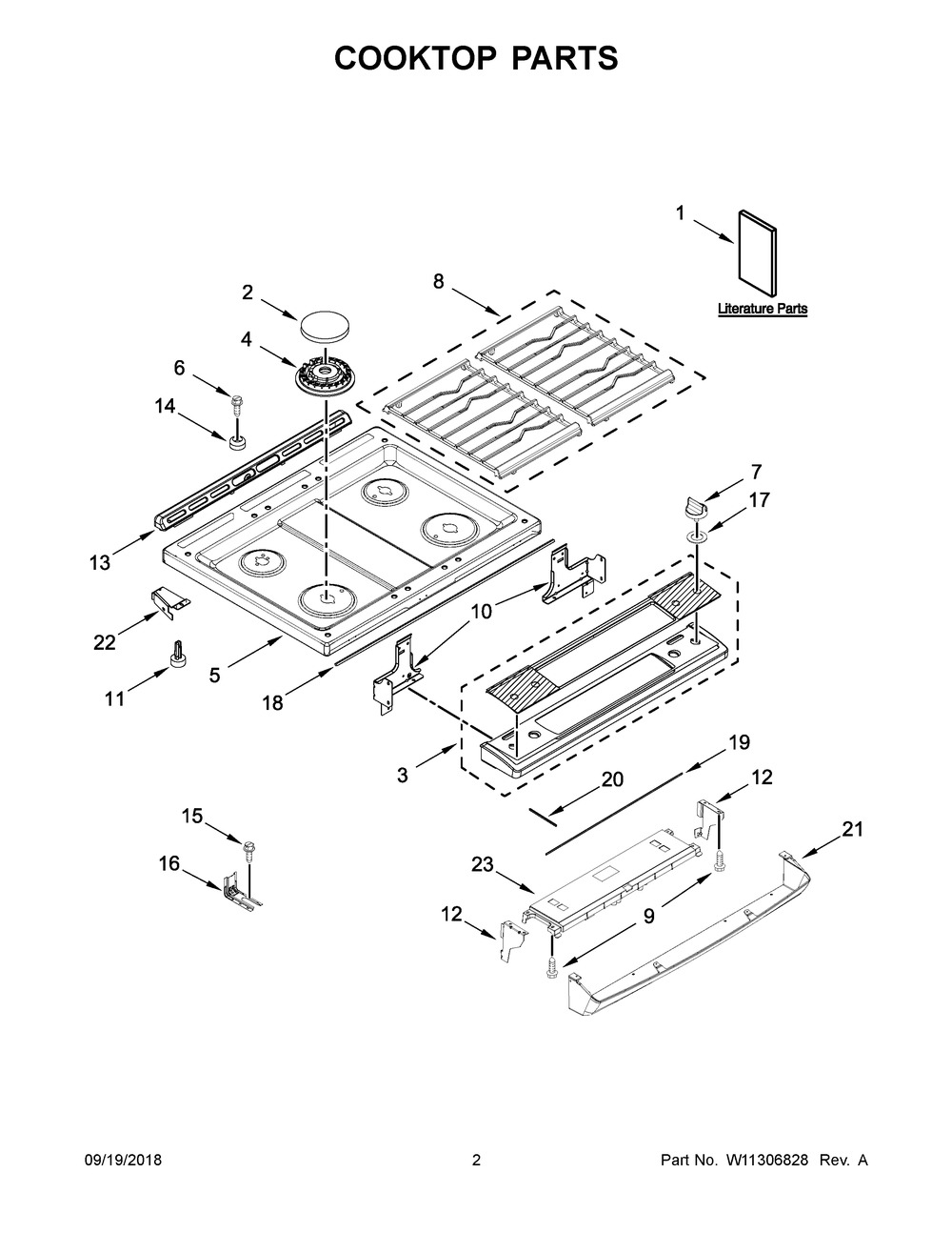 Cooktop Parts Diagram and Parts List for IGS790GS0  Whirlpool Range