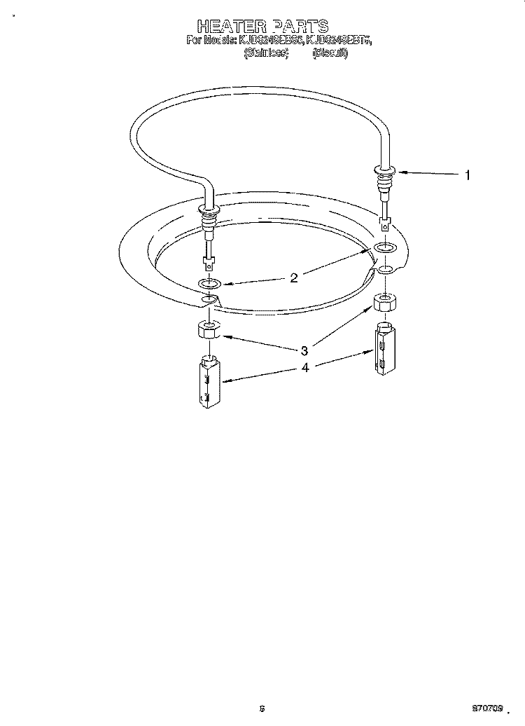 HEATER Diagram and Parts List for KUDS24SEBT5  KitchenAid Dishwasher