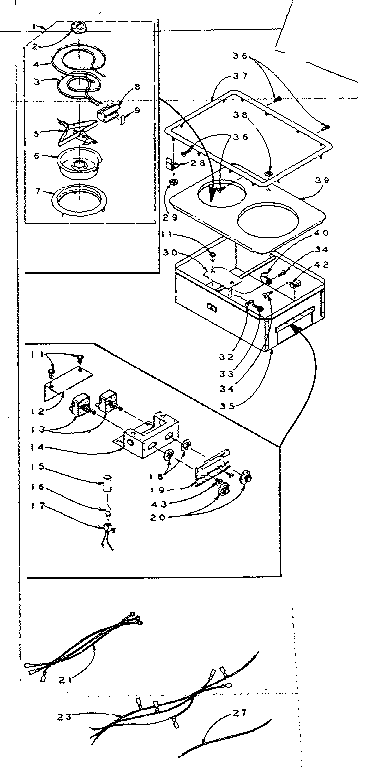 Two Surface Unit Drop-in Diagram and Parts List for 15440280  Kenmore Cooktop