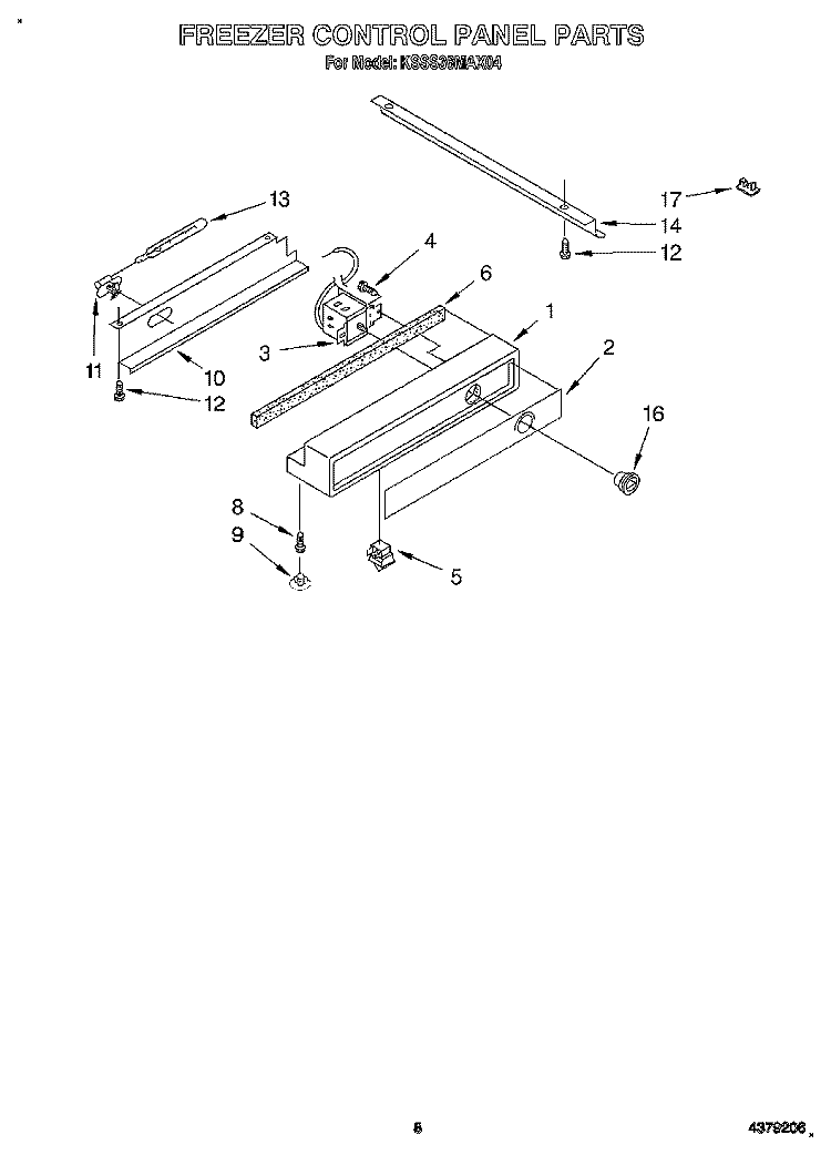 FREEZER CONTROL PANEL Diagram and Parts List for KSSS36MAX04  KitchenAid Refrigerator
