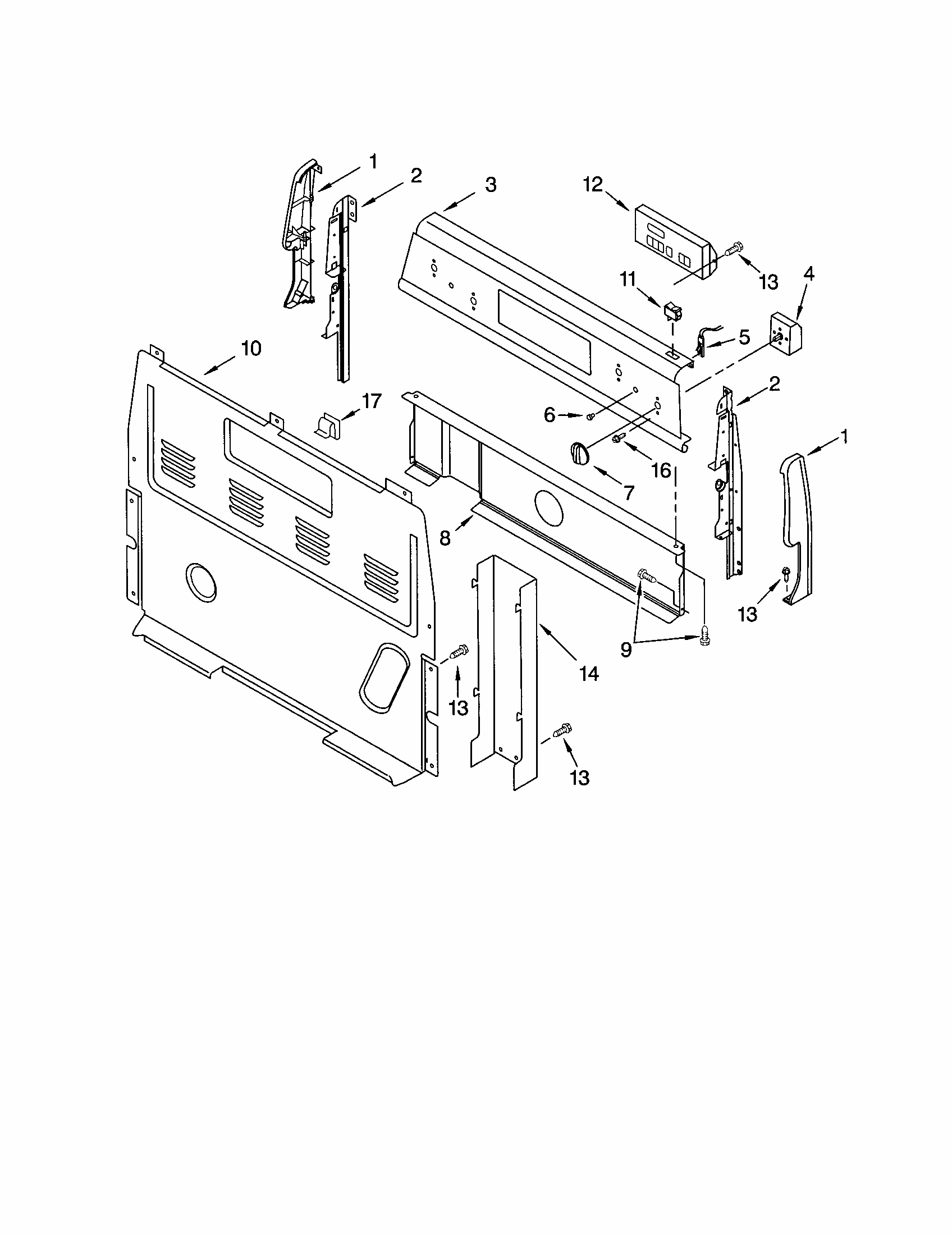 Control Panel Diagram and Parts List for RF368LXKB0  Whirlpool Range