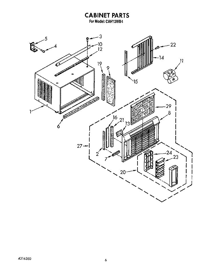 CABINET Diagram and Parts List for CAH12WB4  Crosley Air Conditioner