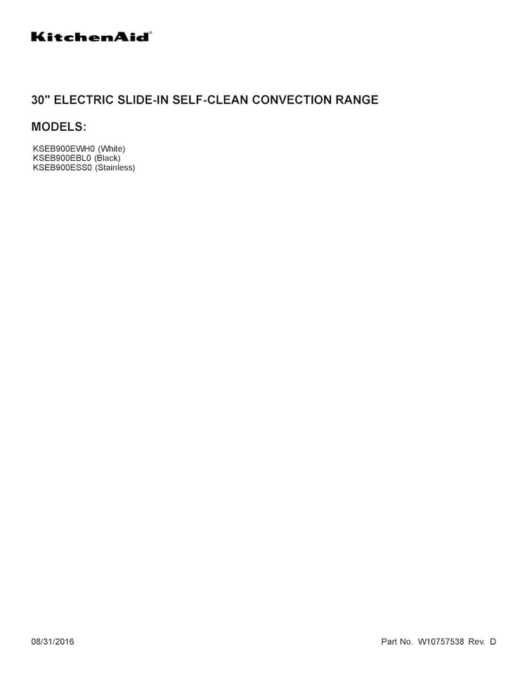 Cover Sheet Diagram and Parts List for KSEB900EWH0  KitchenAid Range