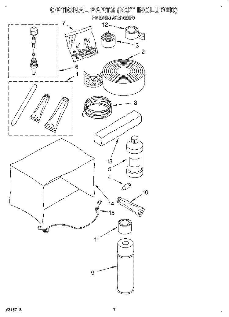 OPTIONAL Diagram and Parts List for ACM102XF0  Whirlpool Air Conditioner