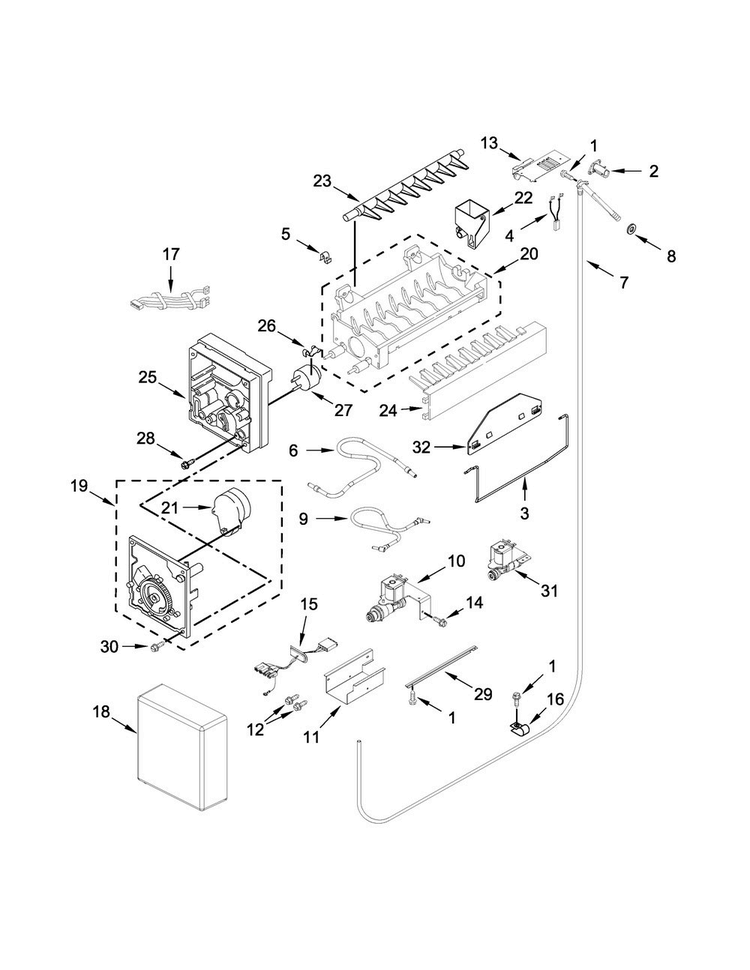 Ice Maker Parts Diagram and Parts List for KBBR306EPA00  KitchenAid Refrigerator
