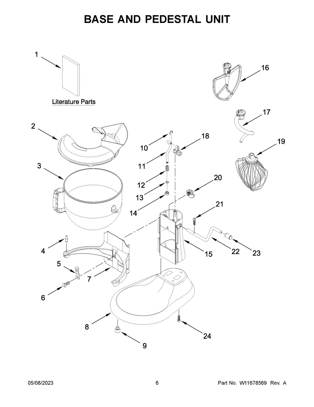 Base And Pedestal Unit Diagram and Parts List for 5KSM70JPXBCU0  KitchenAid Mixer