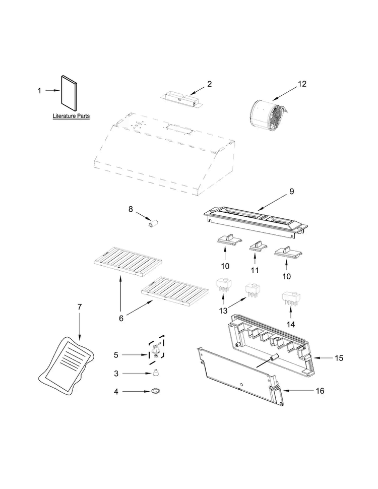 Hood Parts Diagram and Parts List for KXU8036YSS1  KitchenAid Range Hood