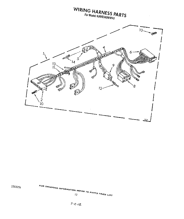 WIRING HARNESS Diagram and Parts List for KAWE560WAL0  Whirlpool Washer