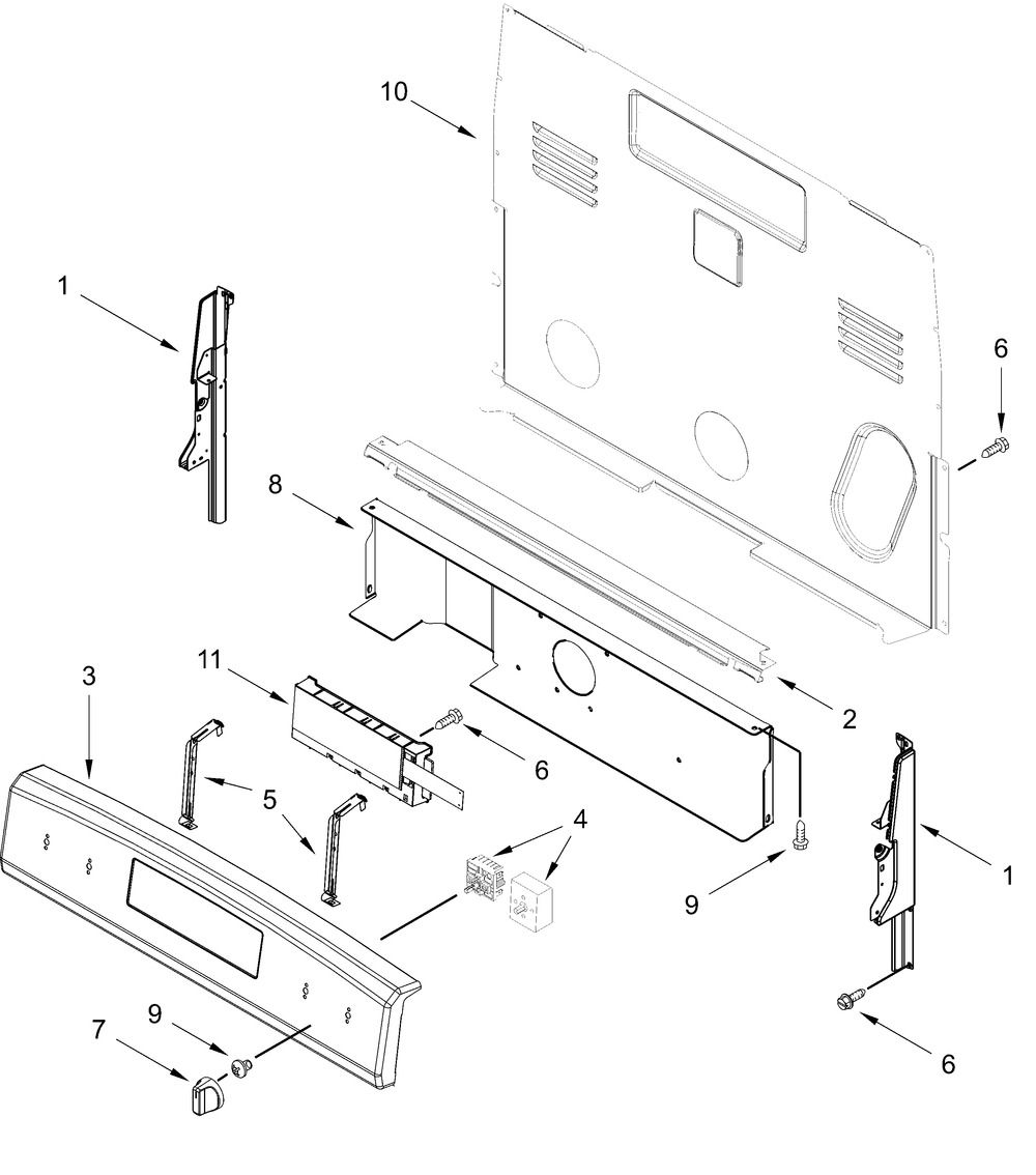 Control Panel Parts Diagram and Parts List for CREW3874RS0  Whirlpool Range