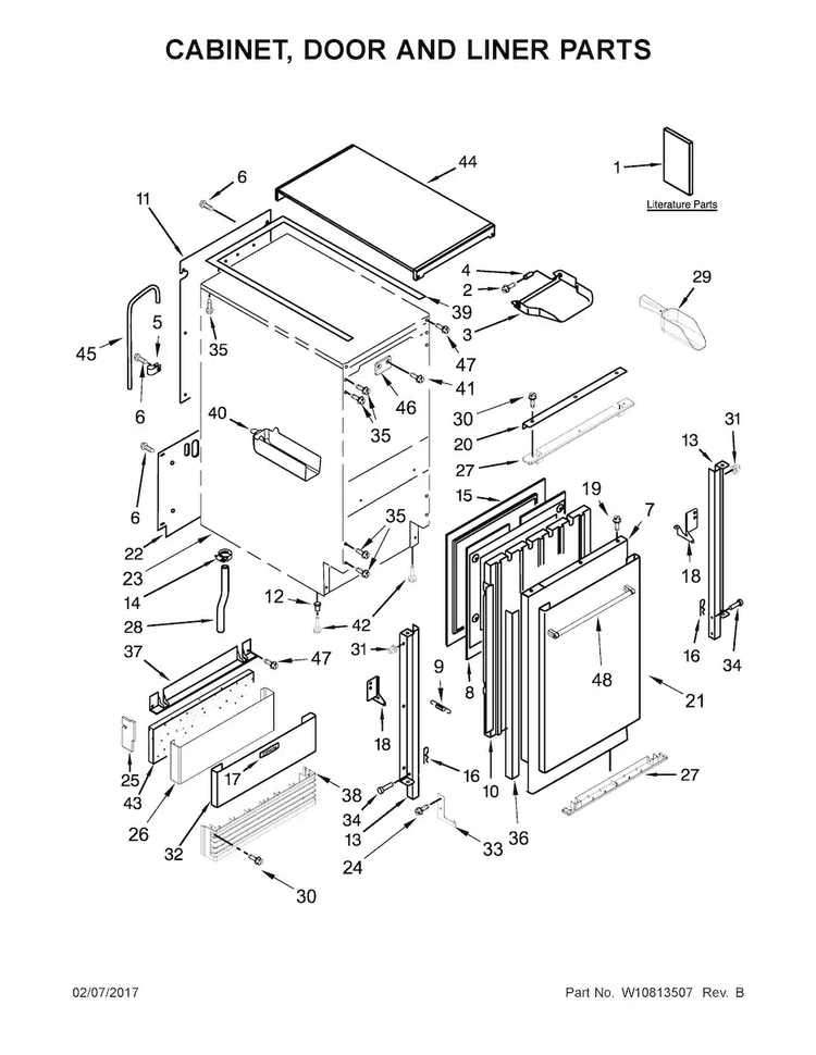 Cabinet, Door And Liner Parts Diagram and Parts List for KUID508ESS1  KitchenAid Ice Maker