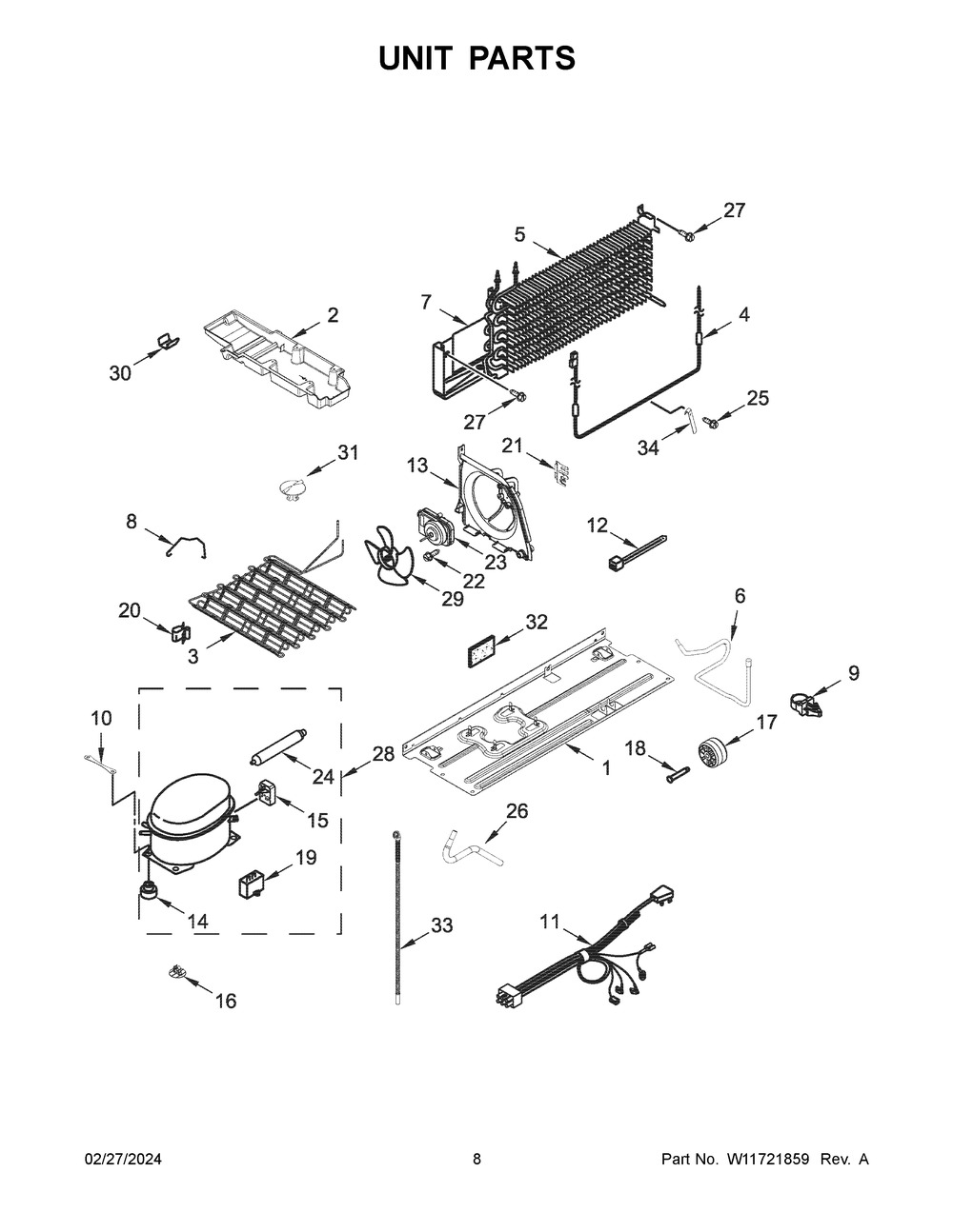 Unit Parts Diagram and Parts List for WRT311FZDW06  Whirlpool Refrigerator