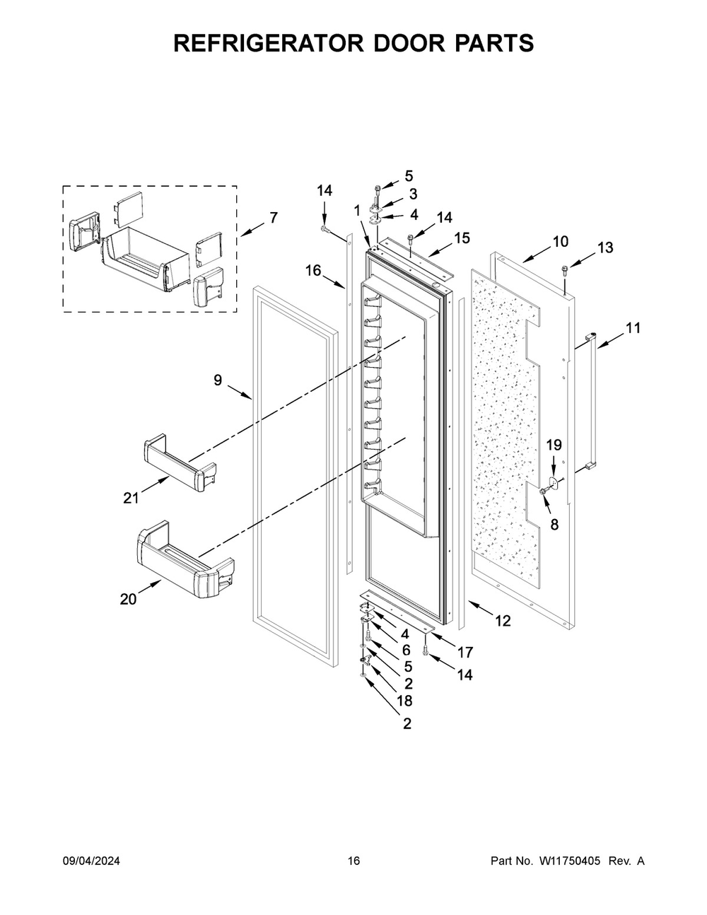 09 - Refrigerator Door Parts Diagram and Parts List for KBSD702MPS01  Whirlpool Refrigerator