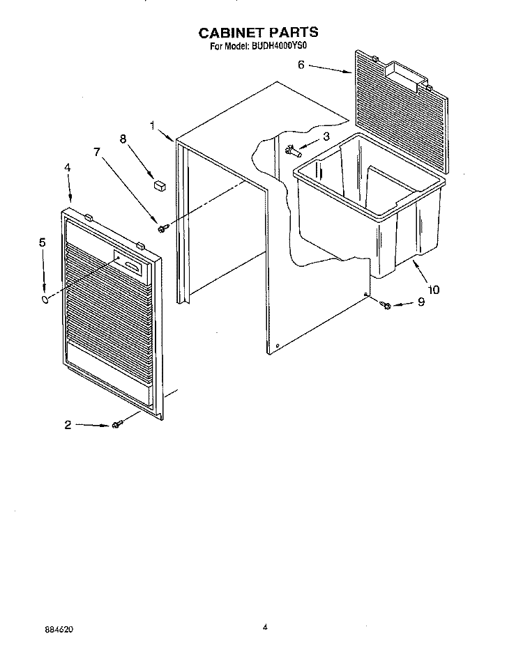 SECTION Diagram and Parts List for BUDH4000YS0  Whirlpool Dehumidifier