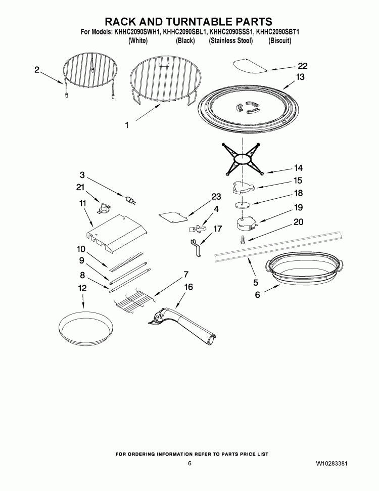 RACK AND TURNTABLE PARTS Diagram and Parts List for KHHC2090SBT1  KitchenAid Microwave