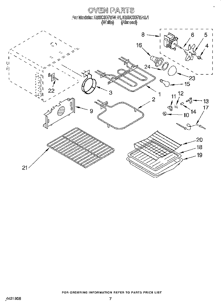 OVEN Diagram and Parts List for KESC307BWH4  KitchenAid Range