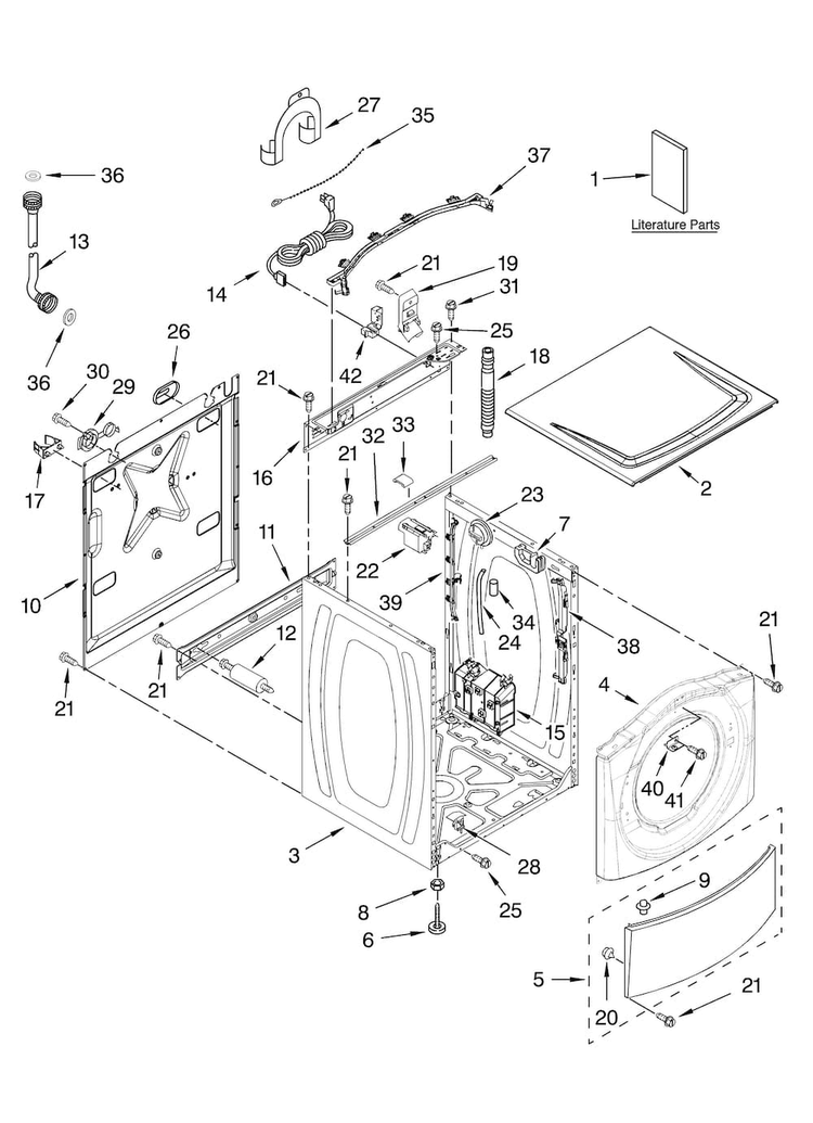 Top And Cabinet Parts Diagram and Parts List for WFW8500SR00  Whirlpool Washer