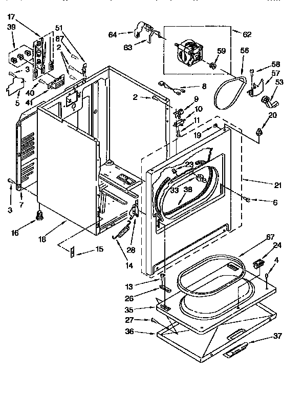 Cabinet Diagram and Parts List for LER5636EZ01  Whirlpool Dryer