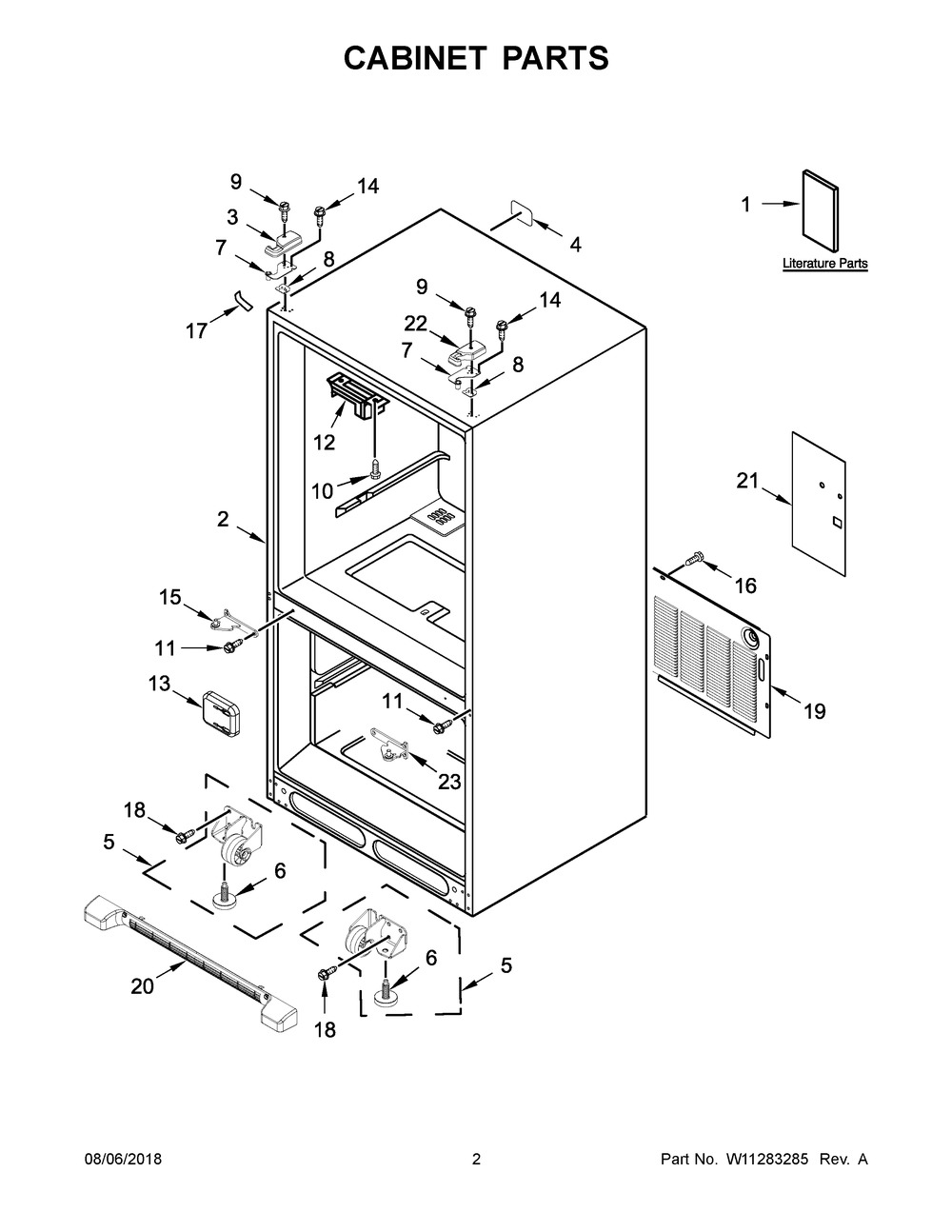 Cabinet Parts Diagram and Parts List for WRF532SNHZ01  Whirlpool Refrigerator