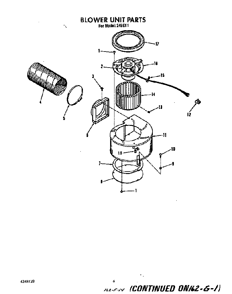 Blower Unit Diagram and Parts List for 2496*1  Roper Range