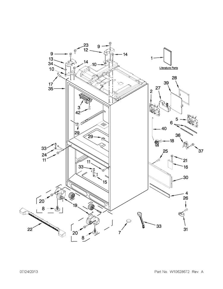 Cabinet Parts Diagram and Parts List for WRF989SDAB02  Whirlpool Refrigerator
