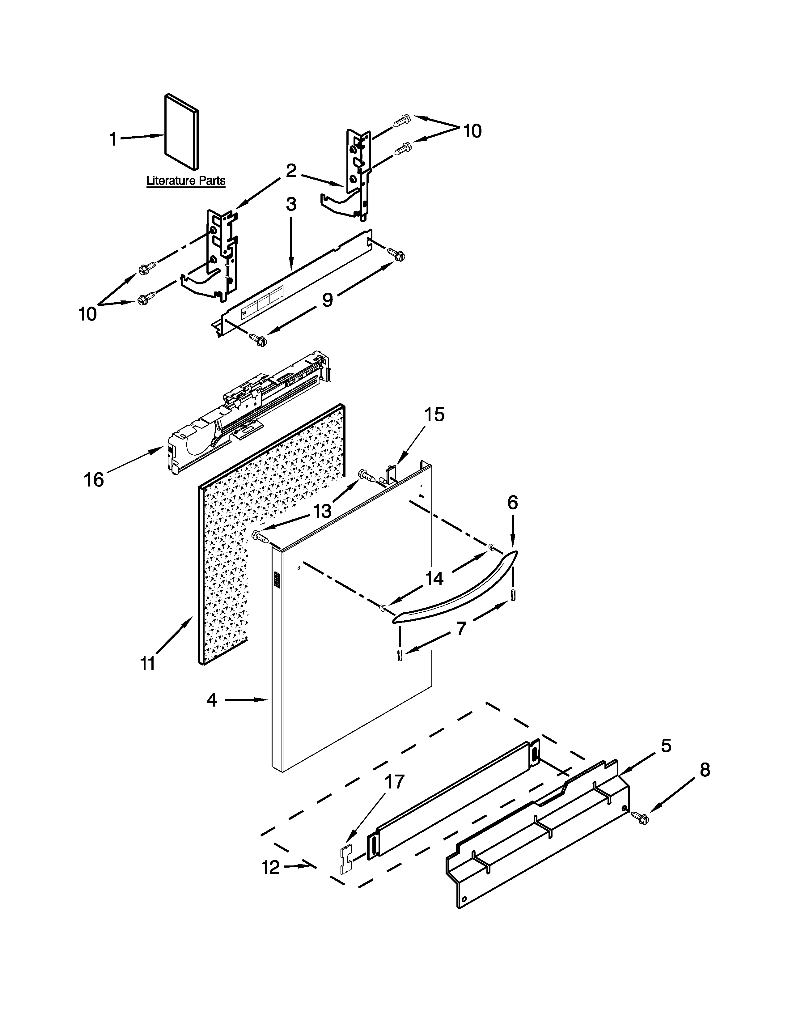 Door And Panel Parts Diagram and Parts List for 66513692N410  Kenmore Dishwasher