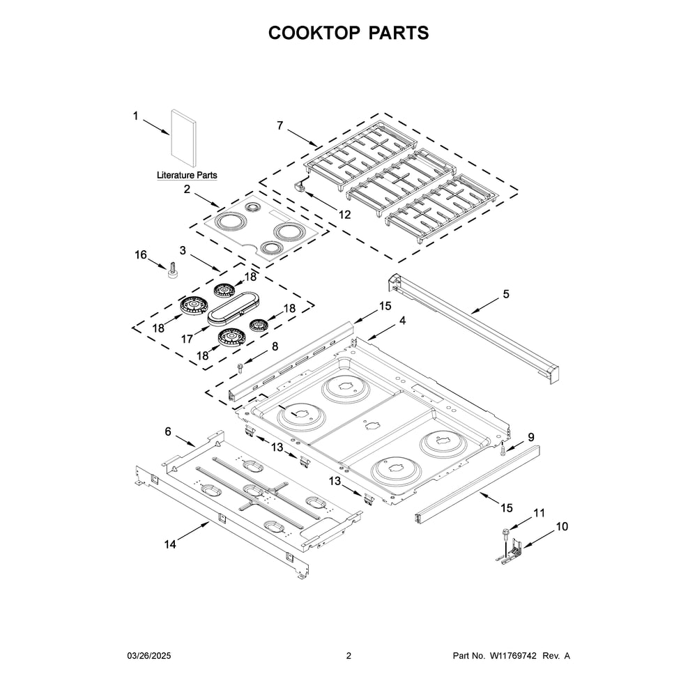 Cooktop Parts Diagram and Parts List for WSGS5030SB0  Whirlpool Range