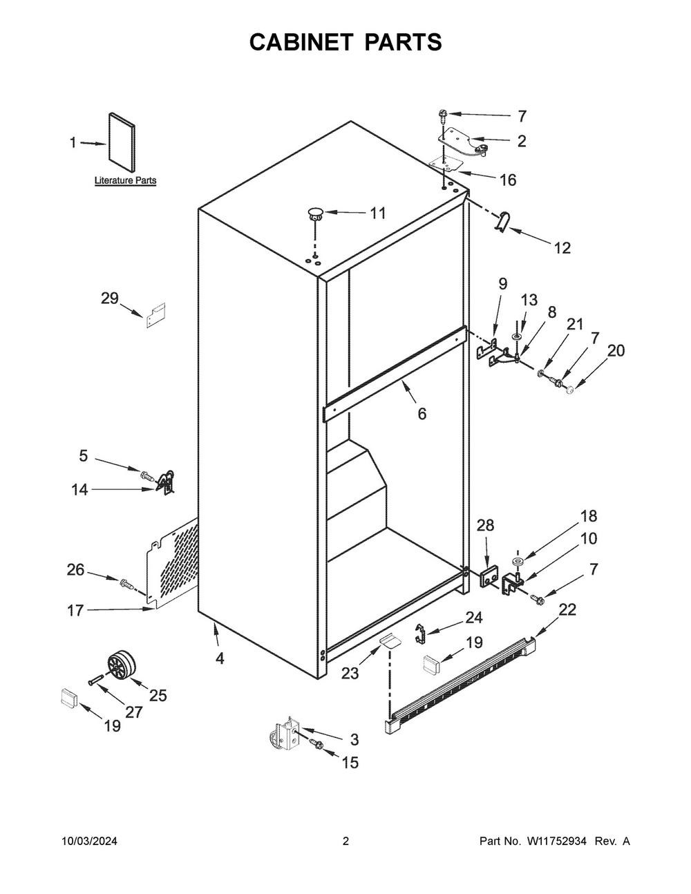 02 - Cabinet Parts Diagram and Parts List for WRT541SZHV03  Whirlpool Refrigerator