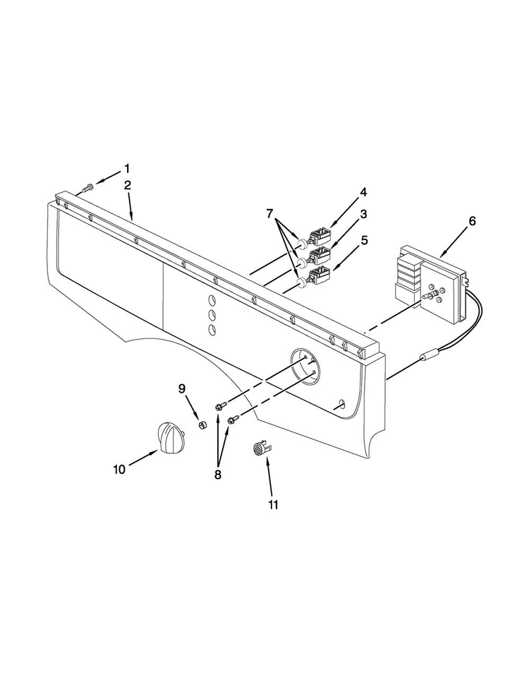 Control Panel Parts Diagram and Parts List for WED7500VW2  Whirlpool Dryer