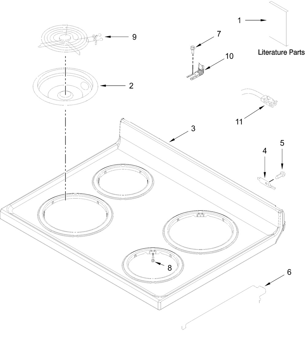 Cooktop Parts Diagram and Parts List for VREW3150RW0  Whirlpool Range