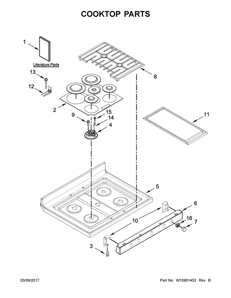 Cooktop Parts Diagram and Parts List for KFGS530ESS1  KitchenAid Range