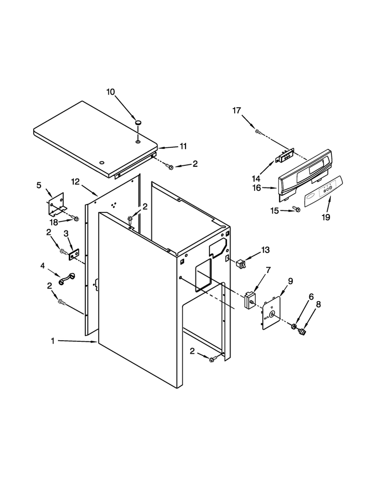 Cabinet And Control Parts Diagram and Parts List for GC900QPPQ5  Whirlpool Trash Compactor