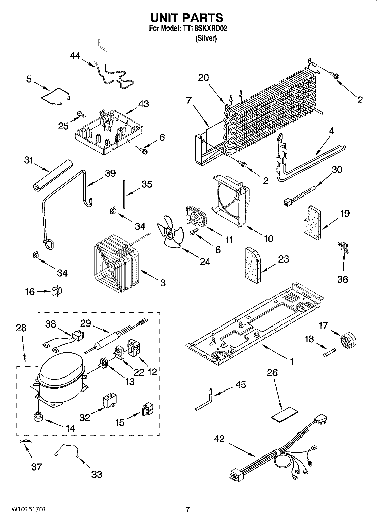 UNIT PARTS Diagram and Parts List for TT18SKXRD02  Estate Refrigerator